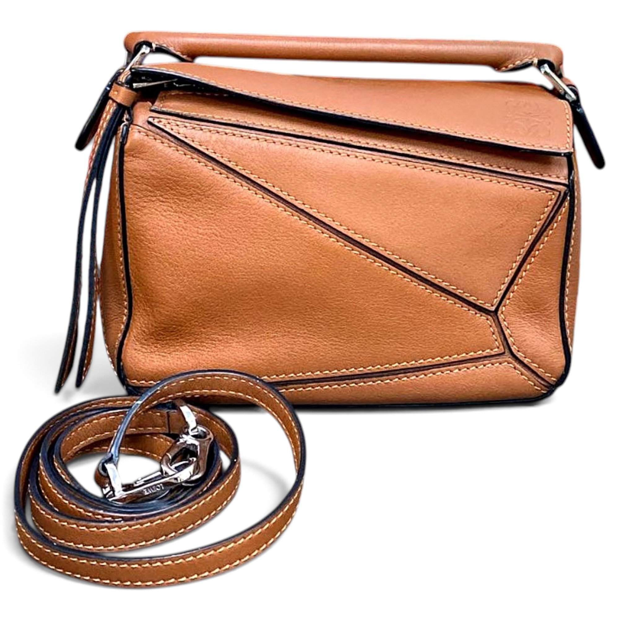 Puzzle leather handbag