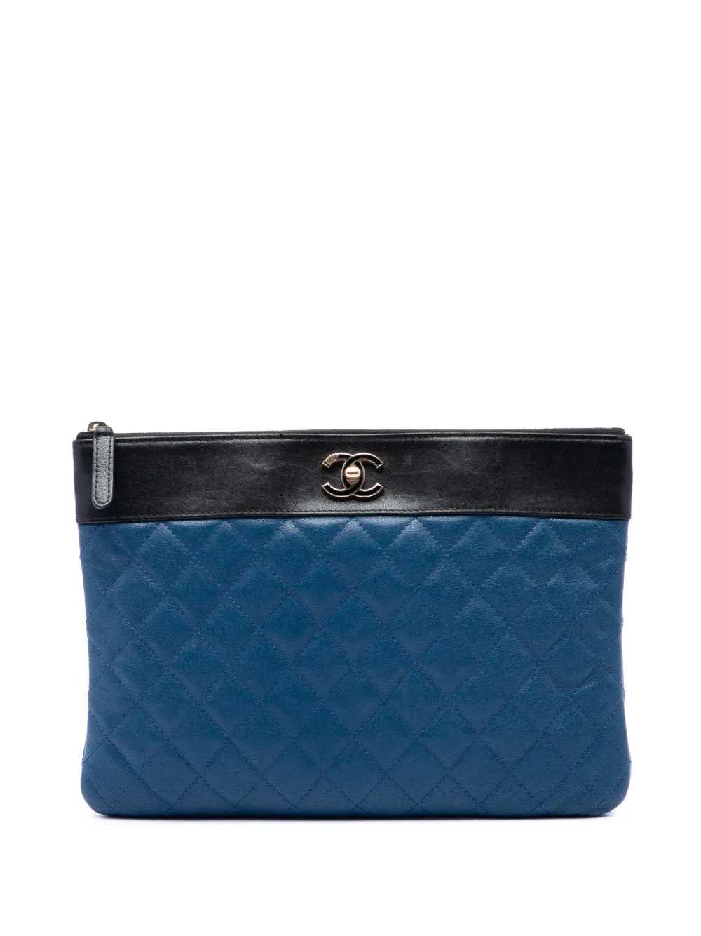 2016-2017 Medium Bicolor Quilted Sheepskin Mademoiselle O Case clutch bag