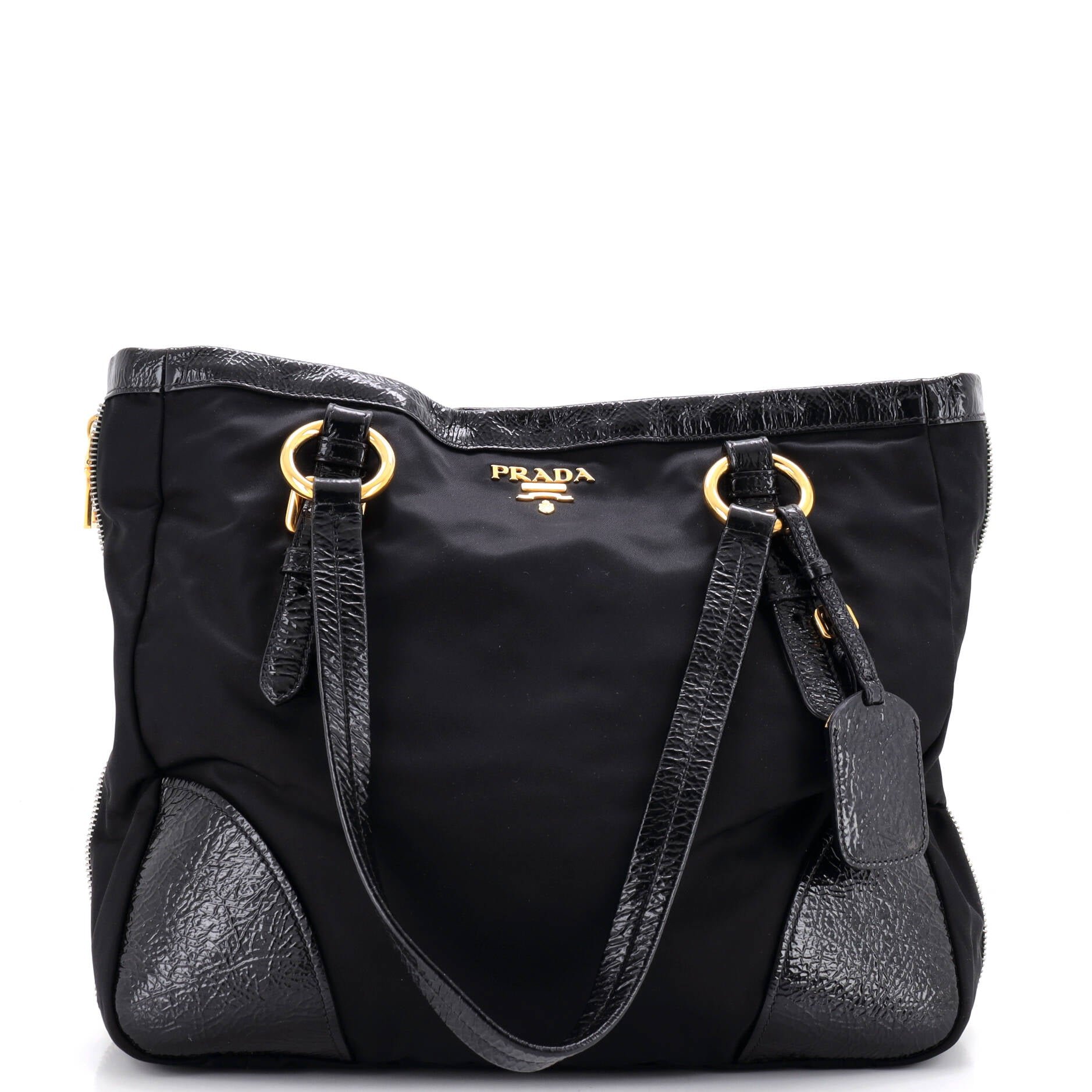 Expandable Shoulder Bag Tessuto with Patent Large