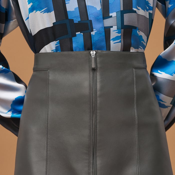 Gris Satin A-line Miniskirt