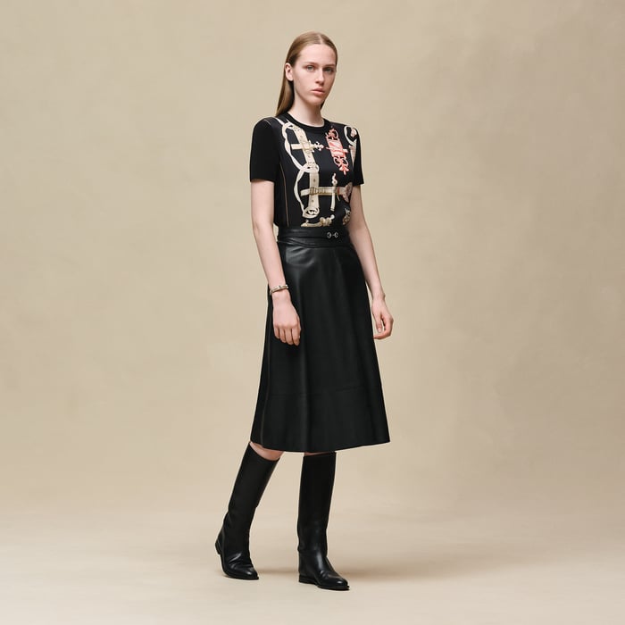 Noir "Ferronnerie Remix" Short-sleeve Twillaine Sweater