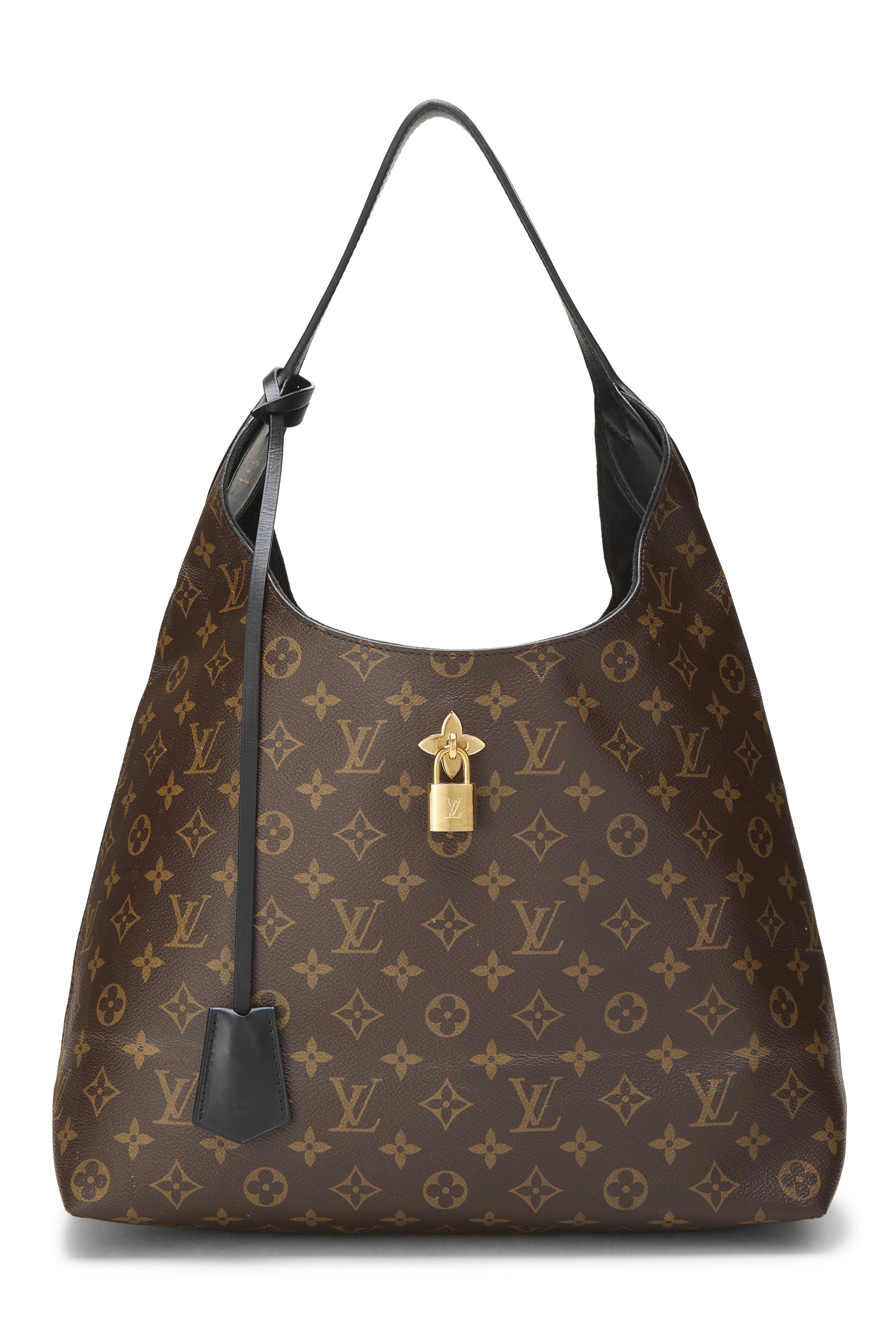 Black Monogram Canvas Flower Hobo