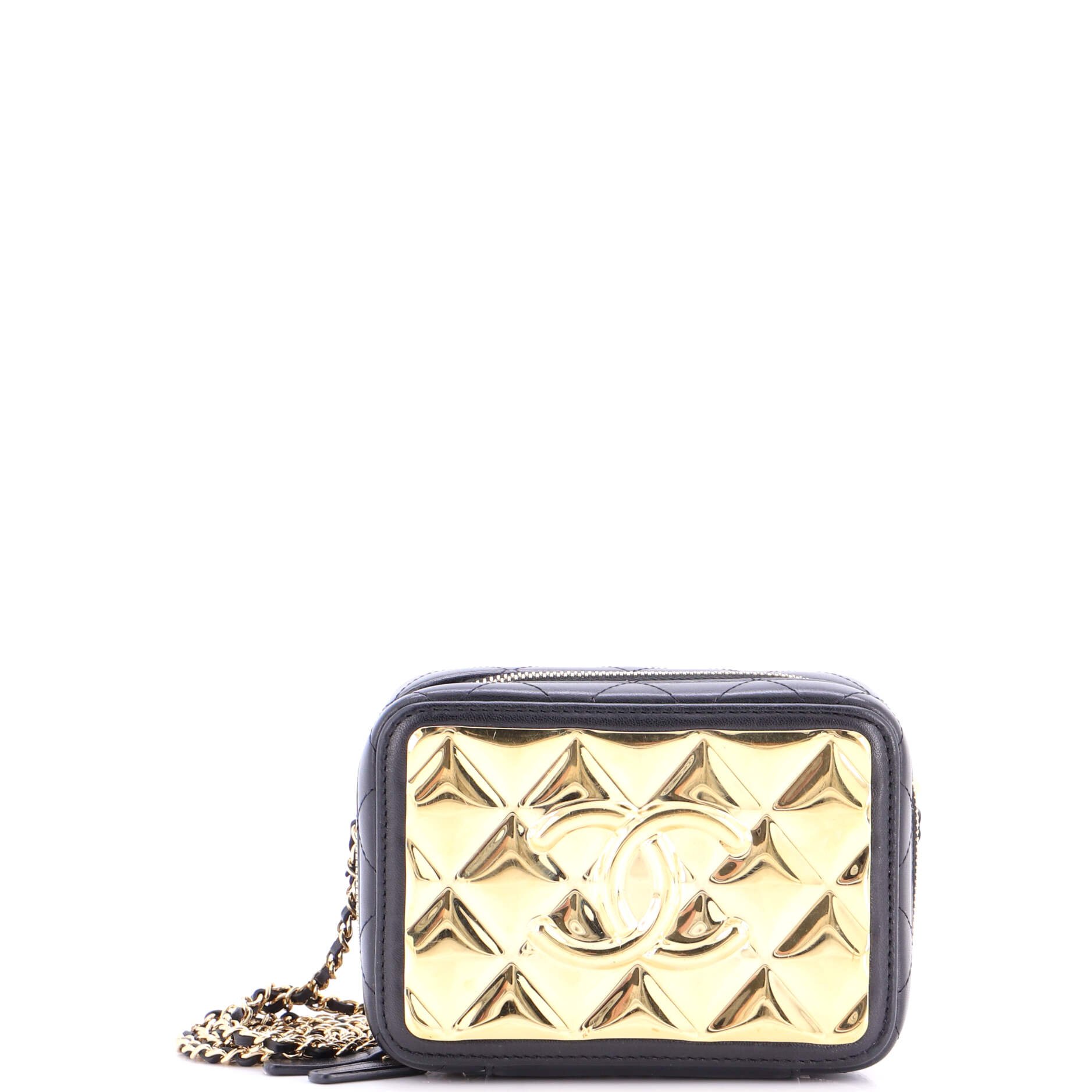 Chanel CC Zip Around Clutch with Chain Quilted Metal and Lambskin Small