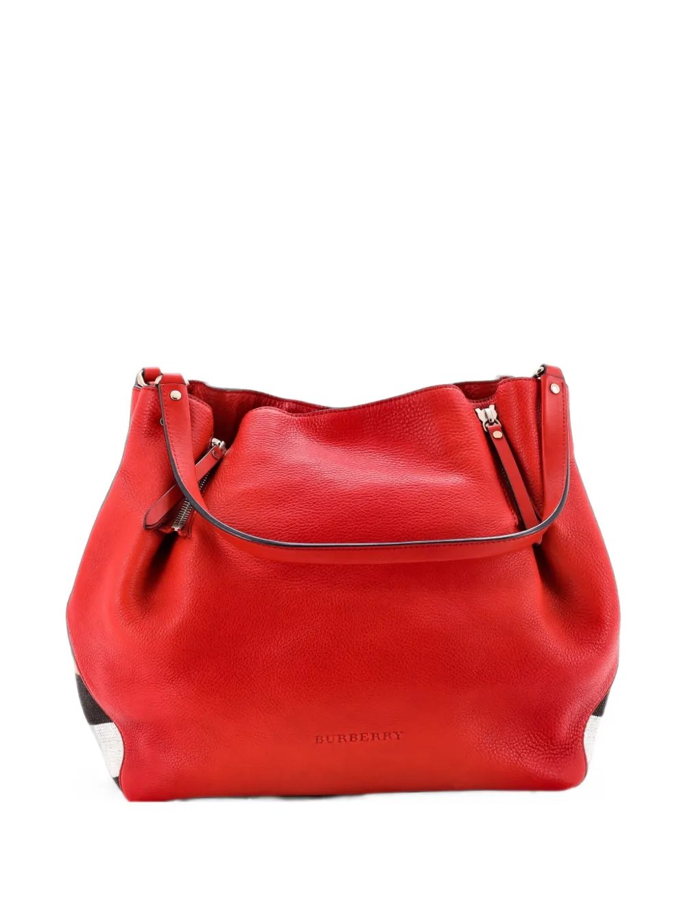 Maidstone Leather and House Check Canvas Medium tote bag