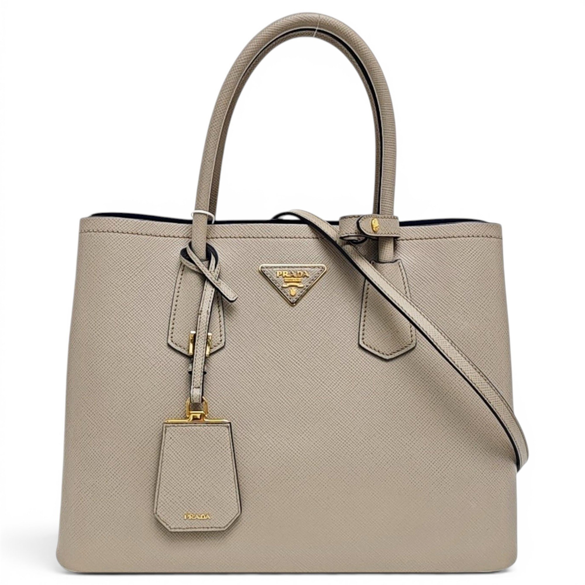 Double leather handbag