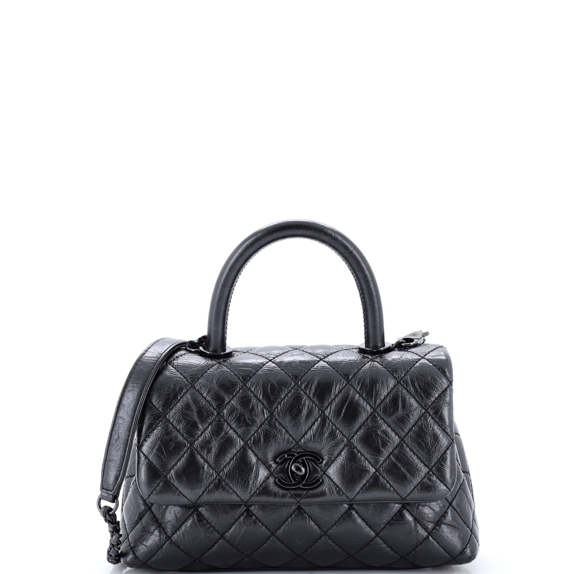 Coco Top Handle Bag Quilted Aged Calfskin Mini