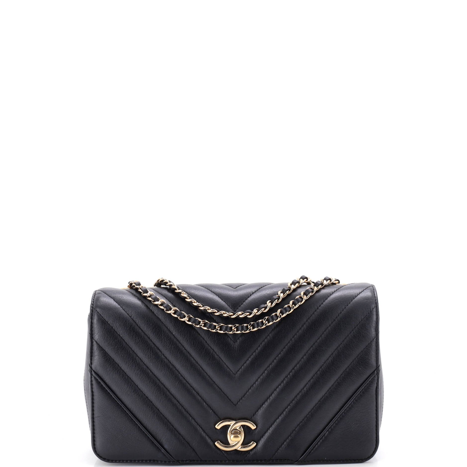 Statement Flap Bag Chevron Calfskin Small