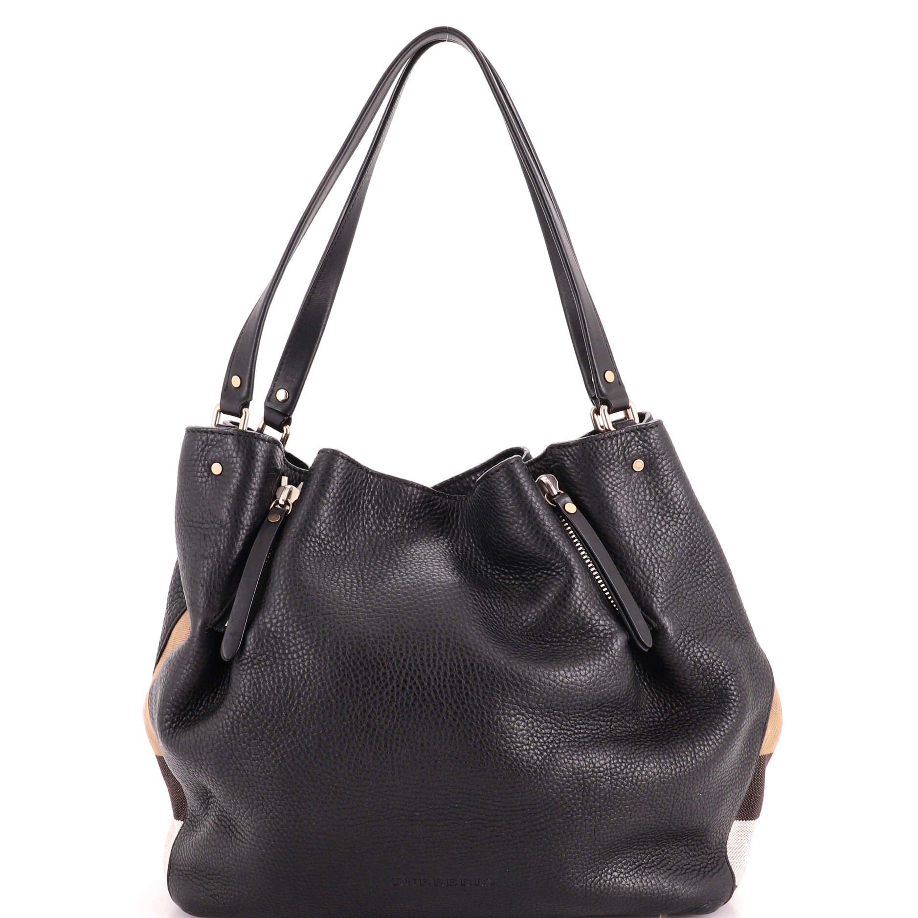 Maidstone Tote Leather and House Check Canvas Medium