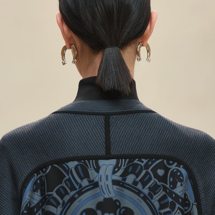 Noir Réglisse "Candy Libris" Long-sleeve Twillaine Cardigan