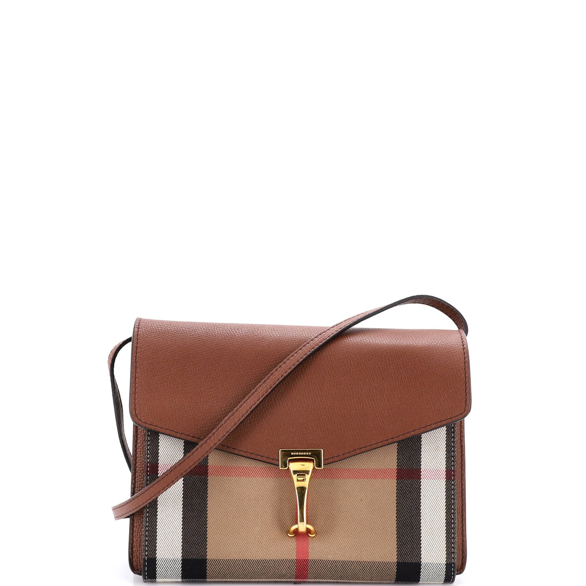 Burberry Macken Crossbody Bag Leather and House Check Canvas Small