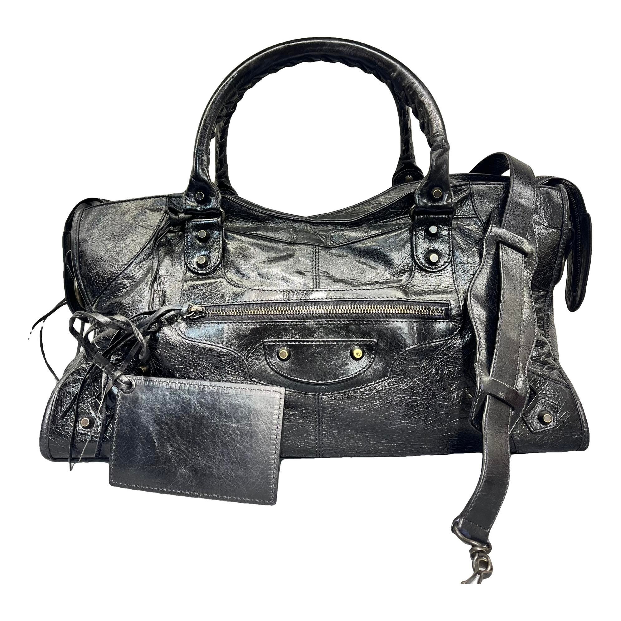 City leather handbag