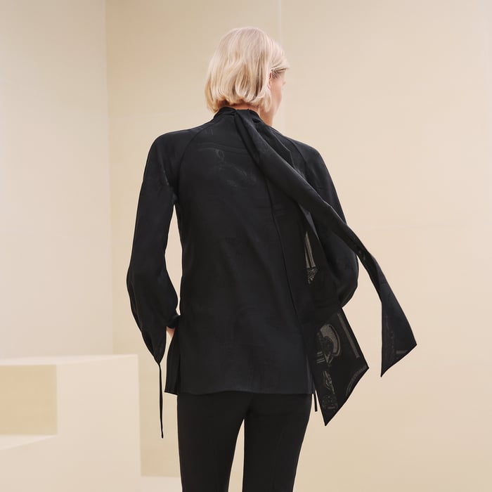 Noir "Jacquard En Desordre" Ascot Collar Blouse