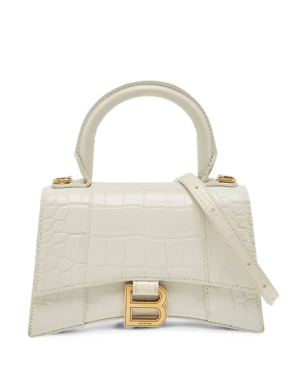XS Hourglass croc-embossed tote bag