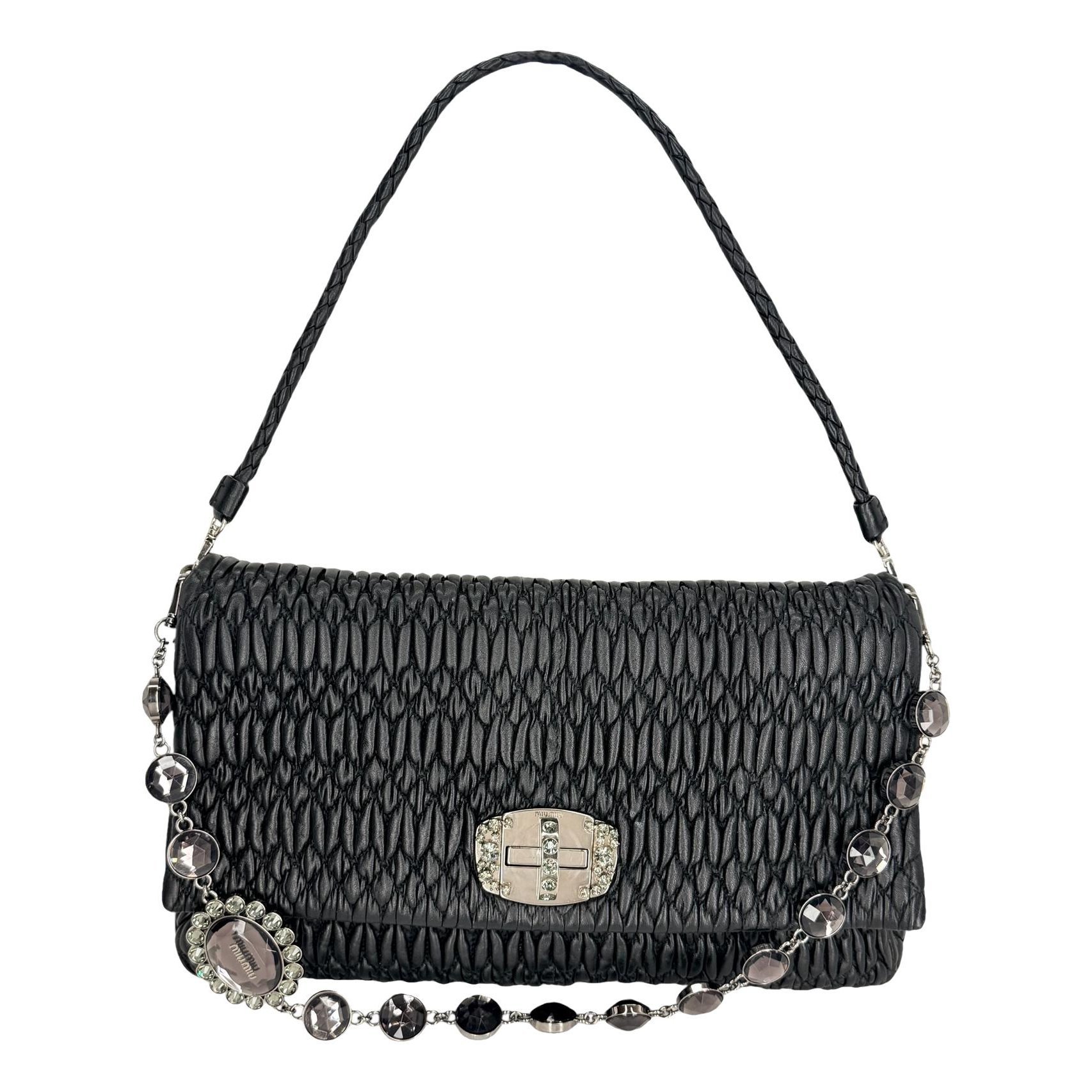 Miu Crystal leather handbag