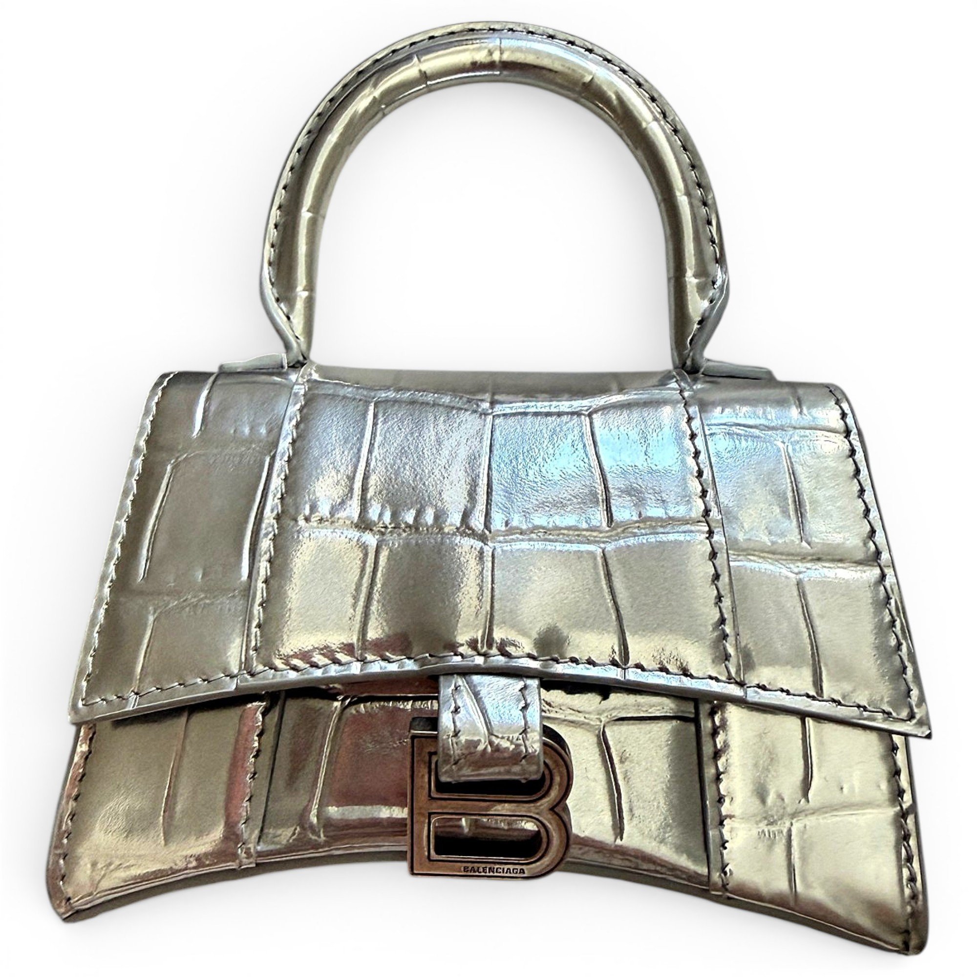 Hourglass leather handbag