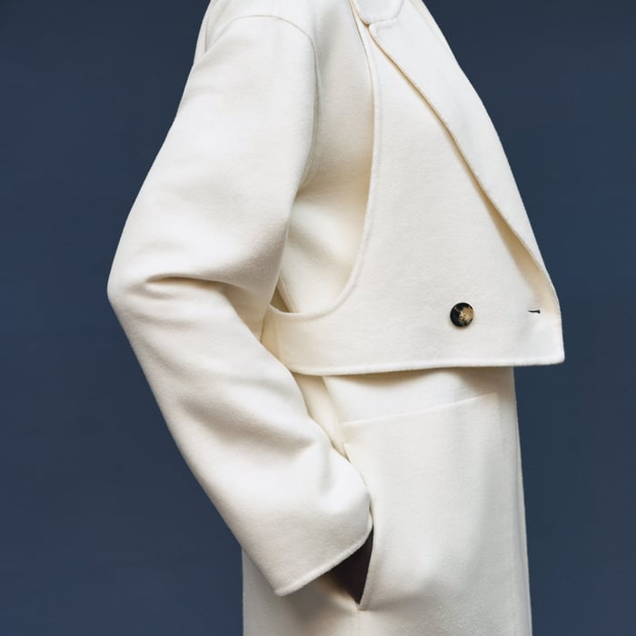 Blanc Naturel Long Modular Cashmere Coat