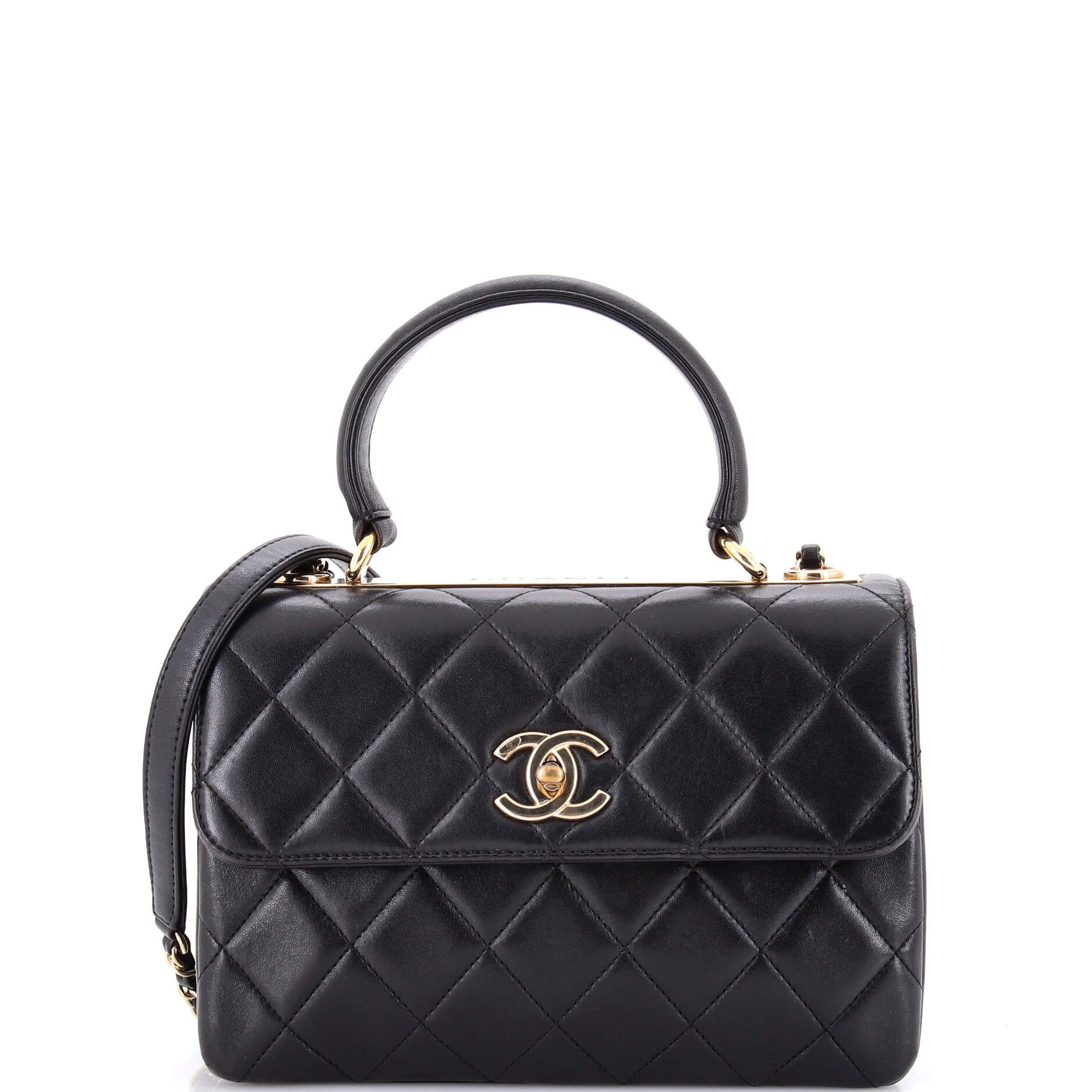 Trendy CC Top Handle Bag Quilted Lambskin Small