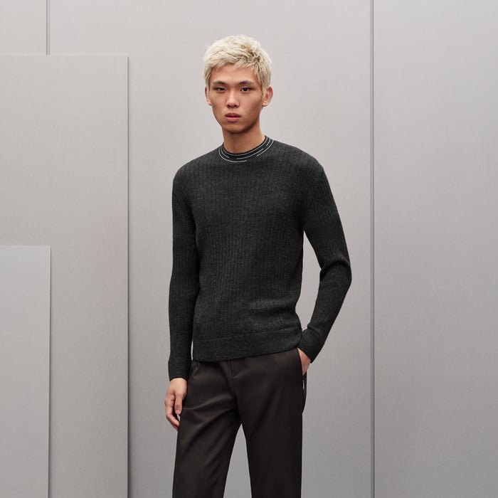 Anthracite "Detail Etriviere Alpaga" Crewneck Sweater