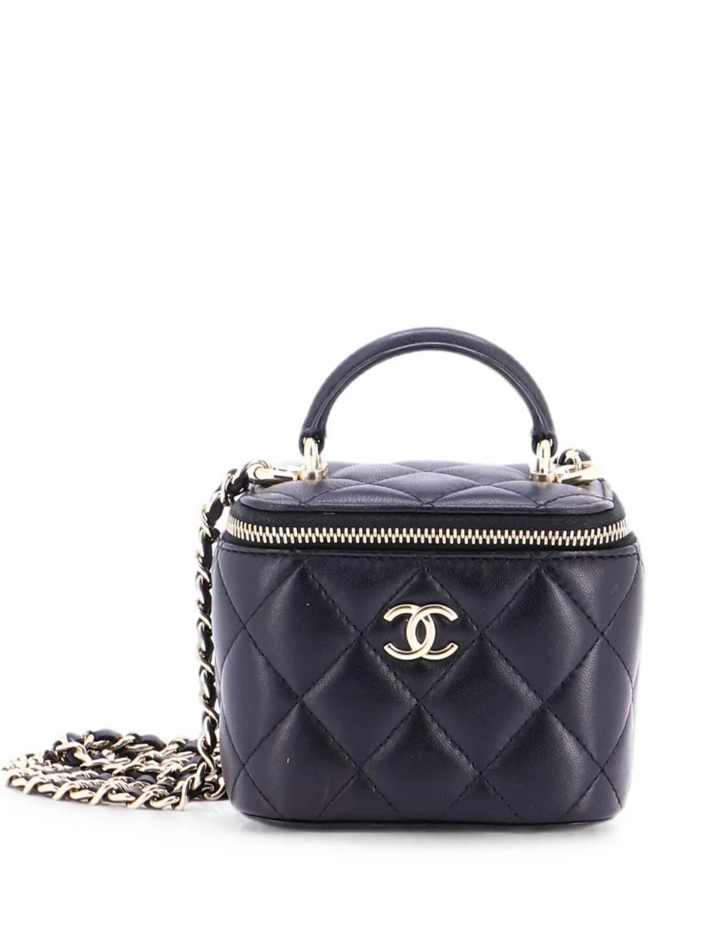 Classic Top Handle Vanity Case with Chain Quilted Lambskin Mini crossbody bag
