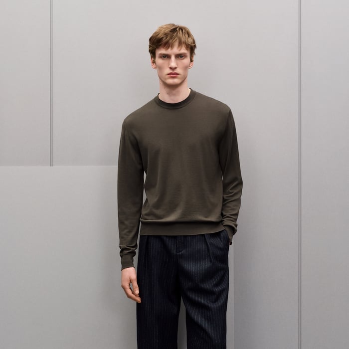Taupe "Detail H" Crewneck Sweater