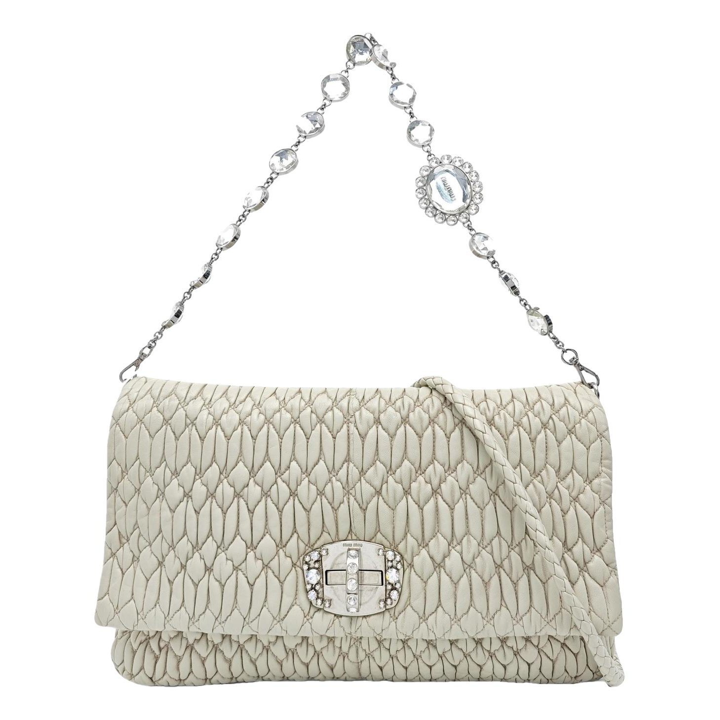 Miu Crystal leather handbag