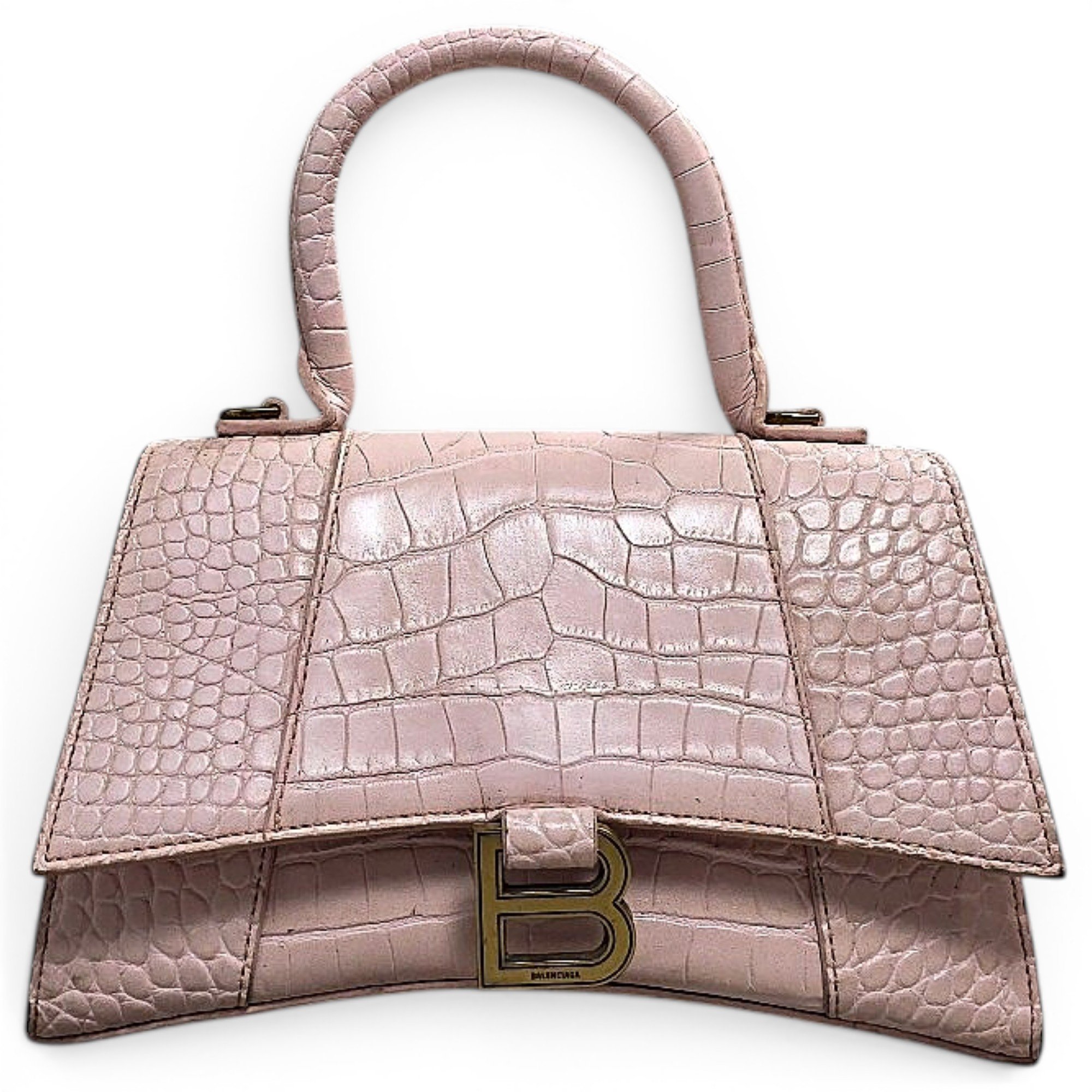 Hourglass leather handbag