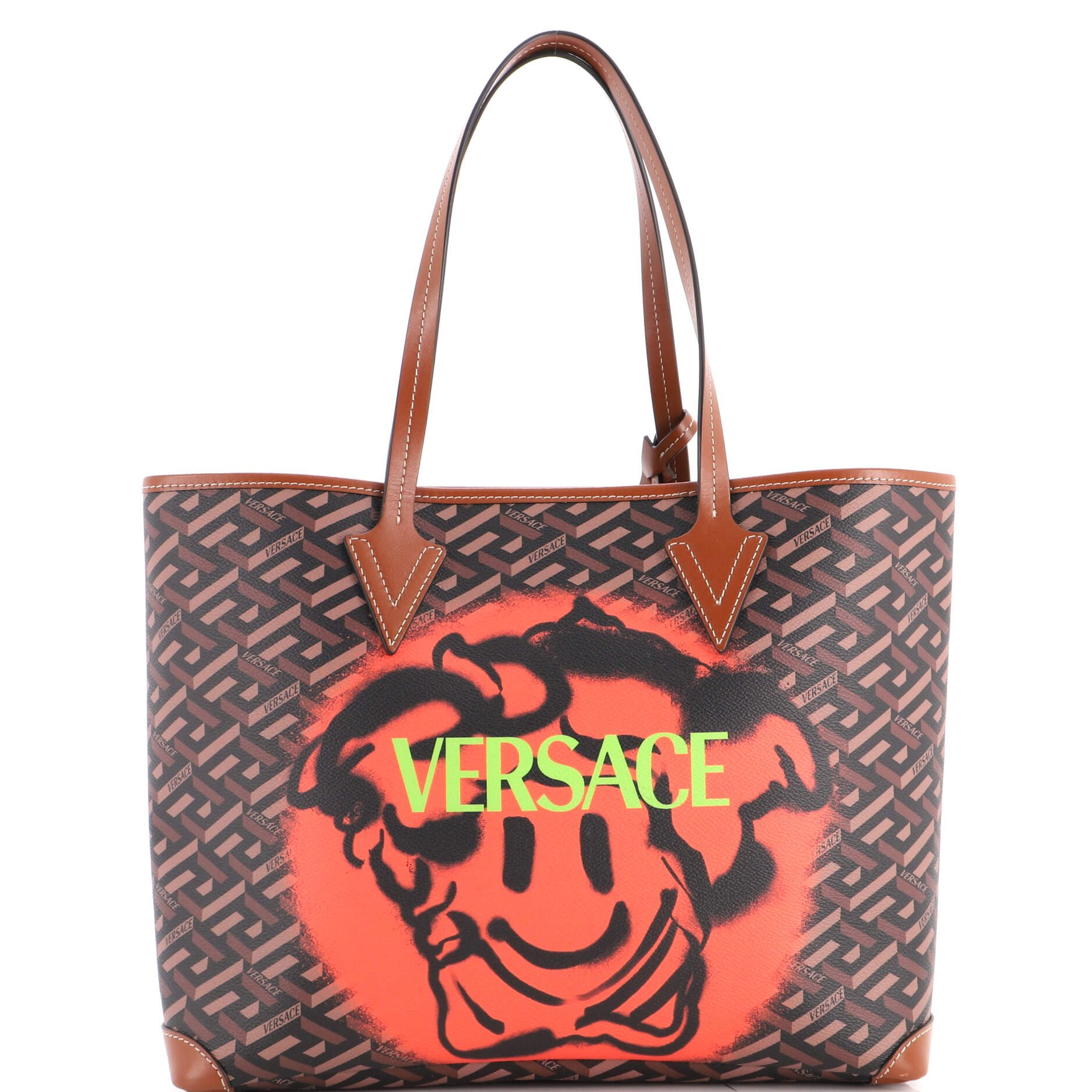 Shopping Tote Printed La Greca Signature Coated Canvas Medium