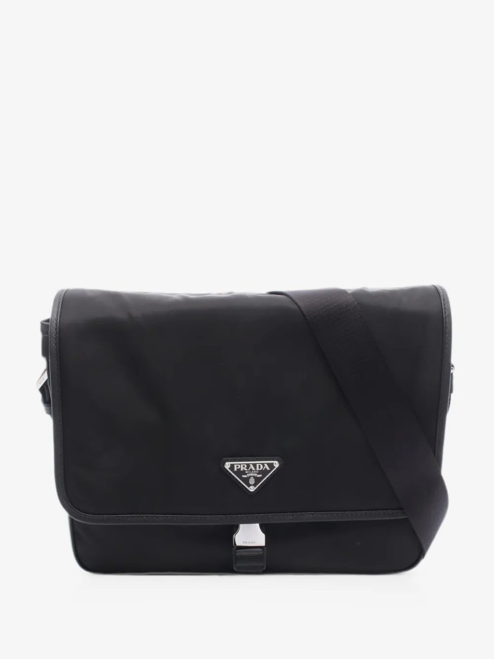 Re-Nylon logo-plaque messenger bag