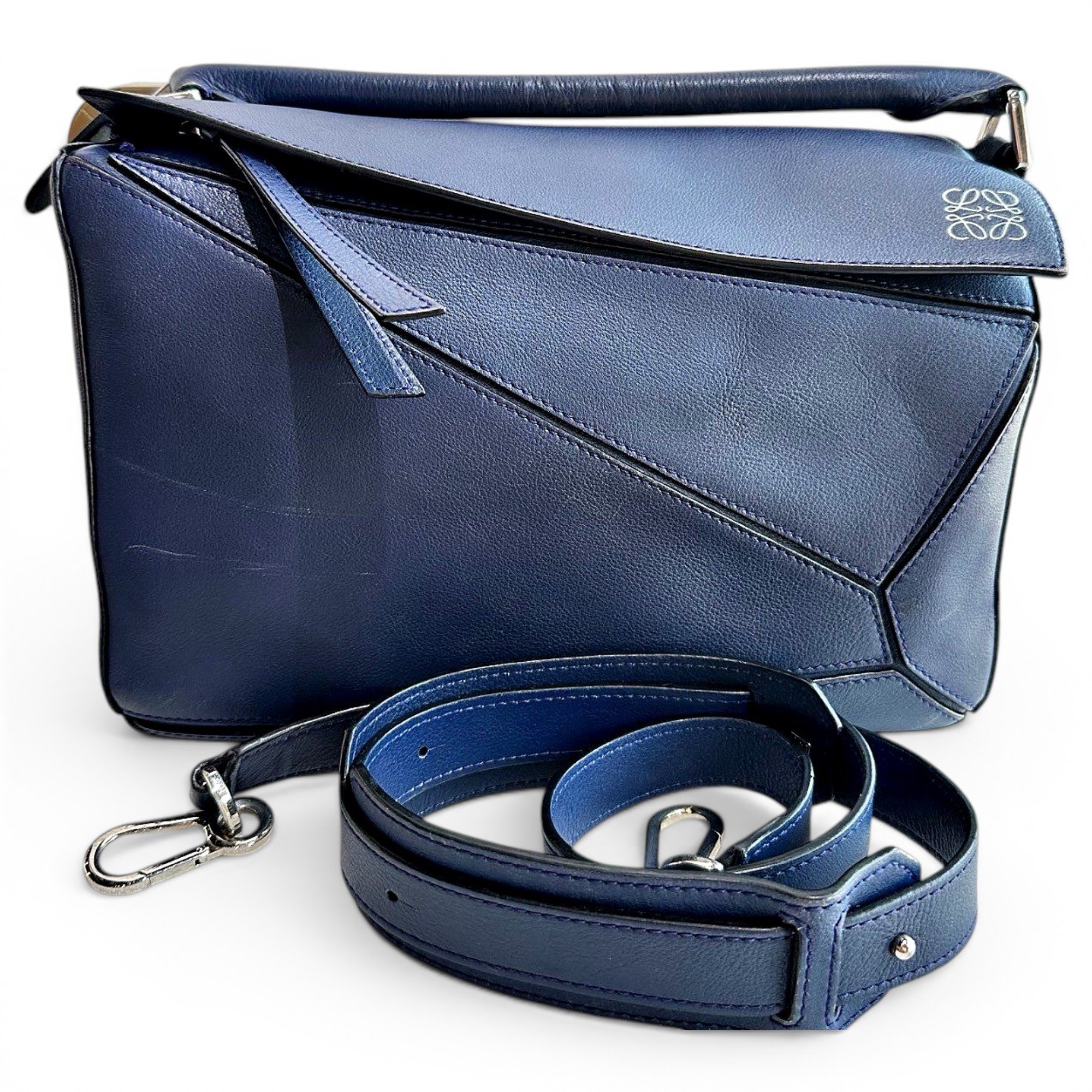 Puzzle leather handbag