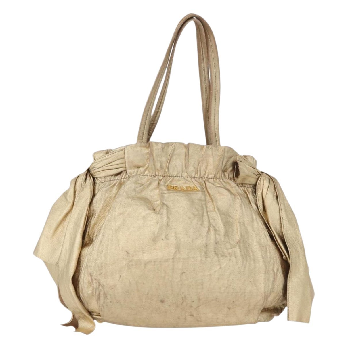 Ribbon leather handbag