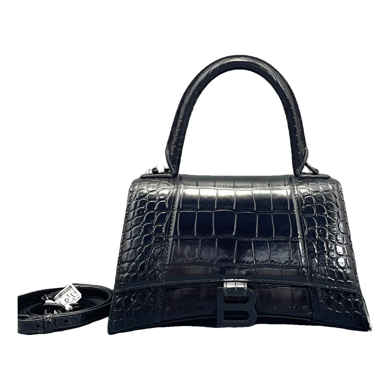 Hourglass leather handbag