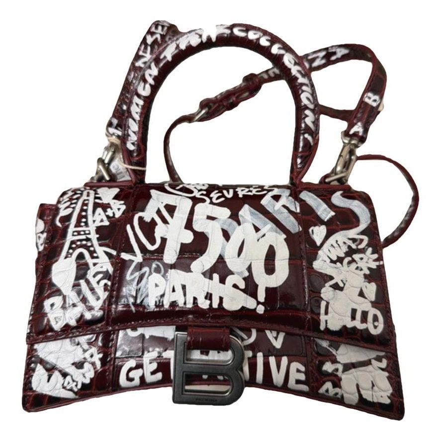 Hourglass leather handbag