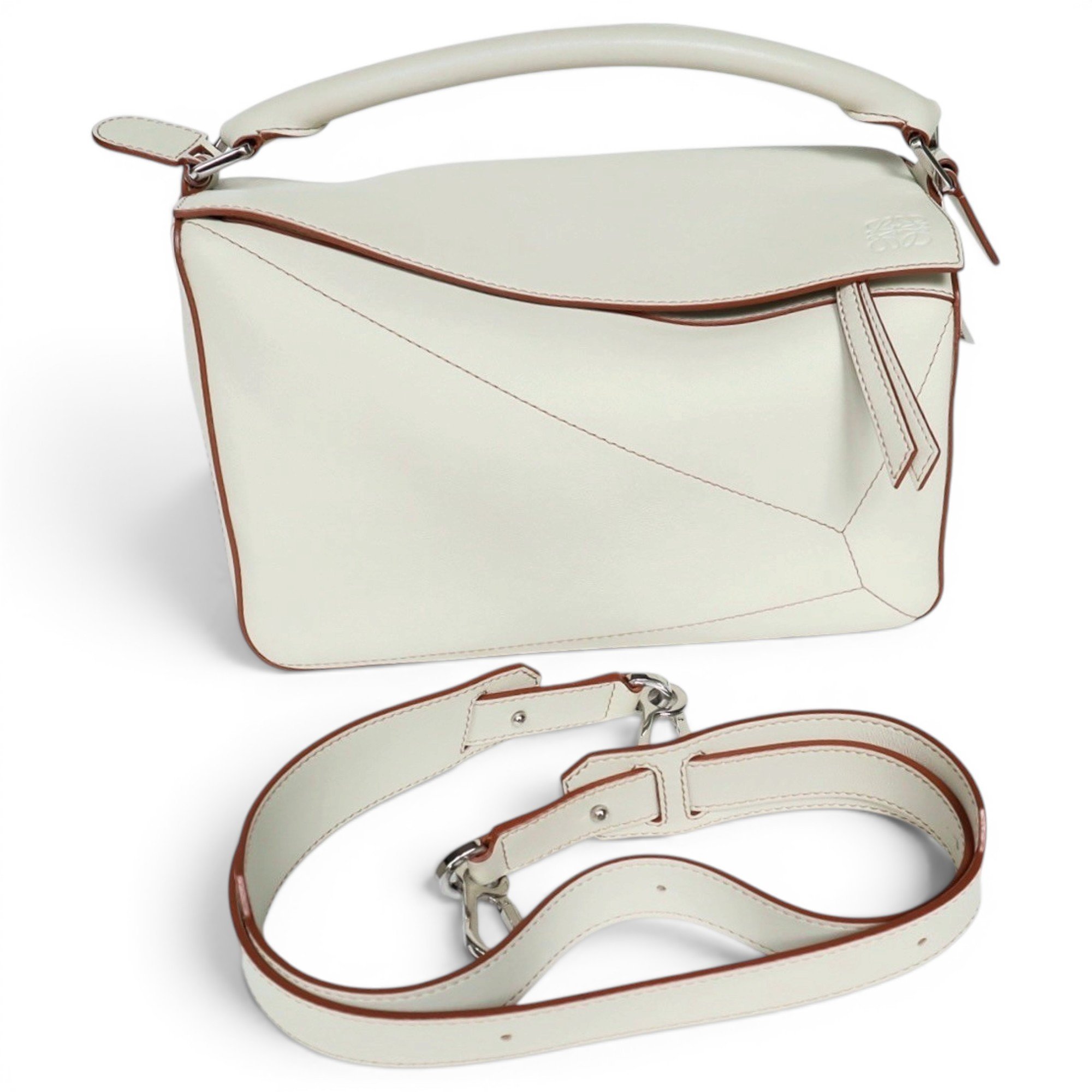 Puzzle leather handbag