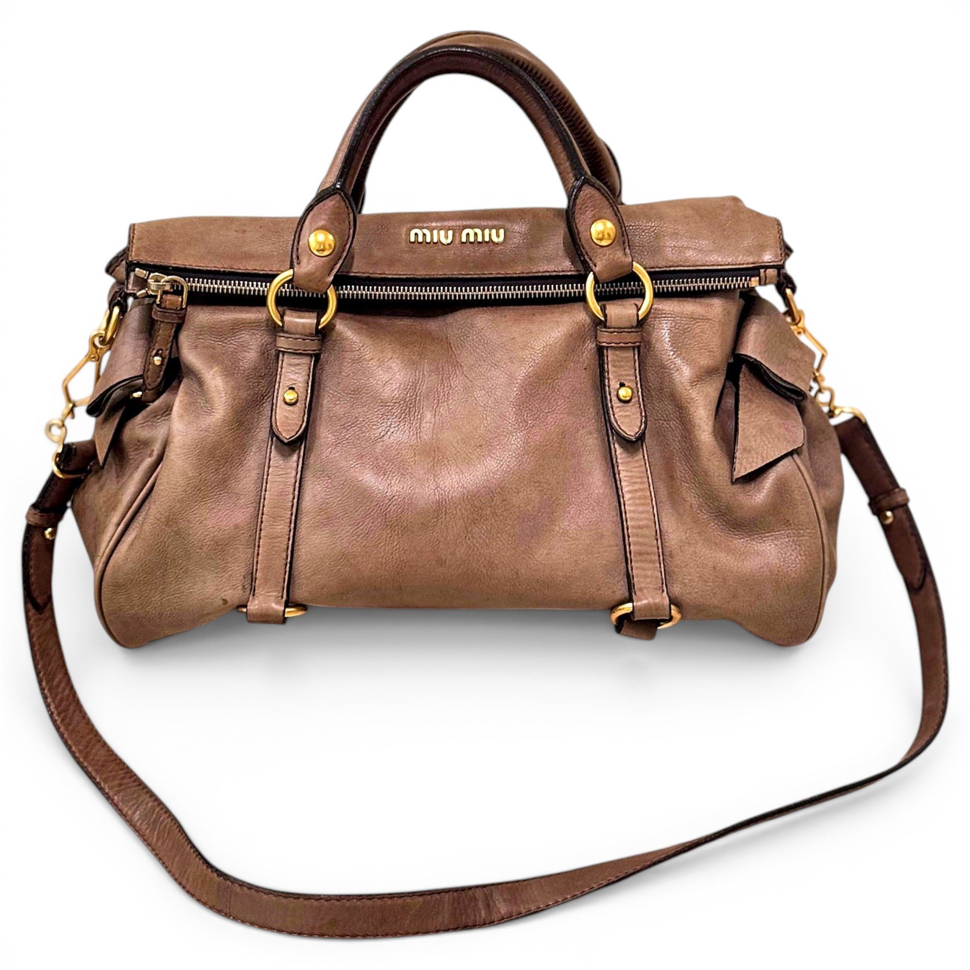 Bow bag leather handbag
