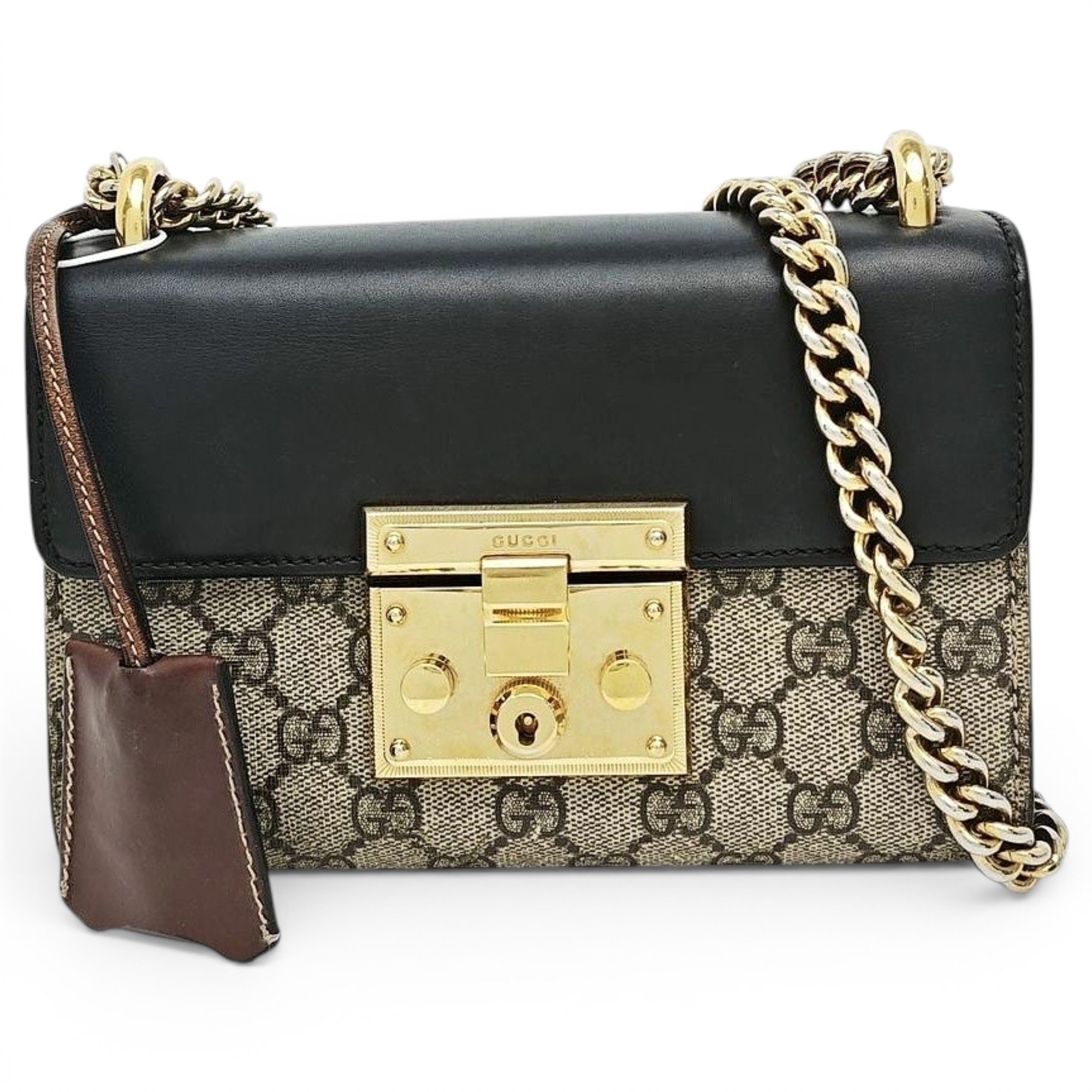 Padlock leather handbag