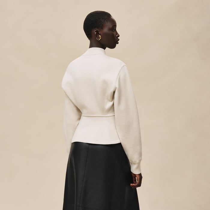 Beige Sable Buttoned Sweater With "Ferronnerie" Details
