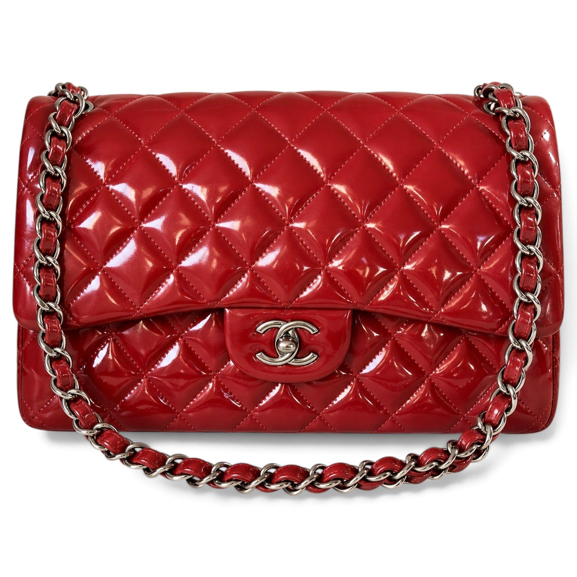 Chanel 25 patent leather handbag