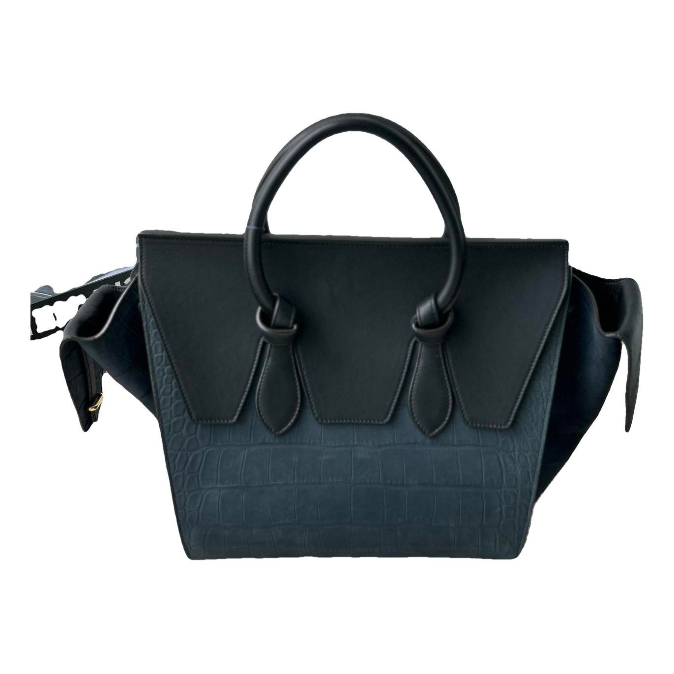 Tie leather handbag