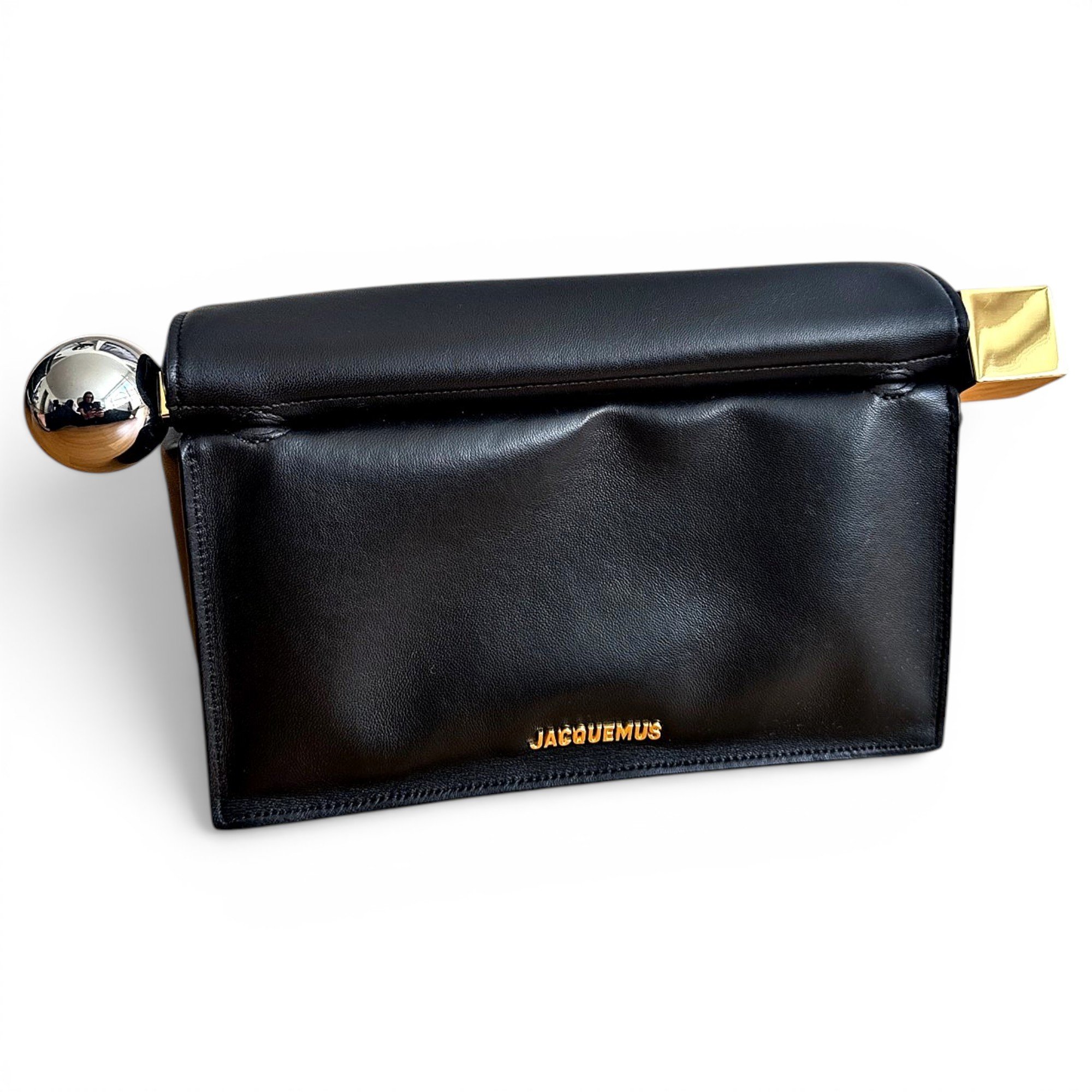 La Pochette Rond Carré leather clutch bag