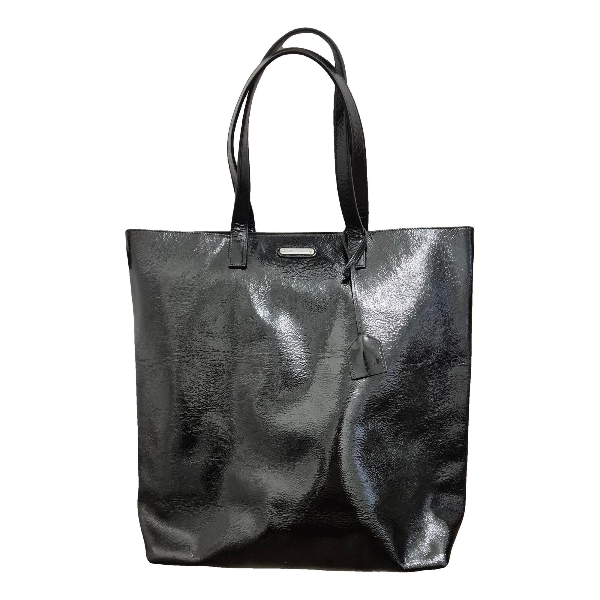 Shopping patent leather tote