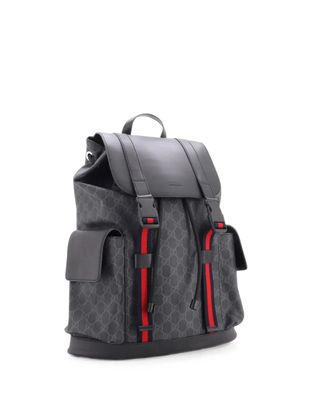 Double Pocket Buckle GG Coated Canvas Large backpack