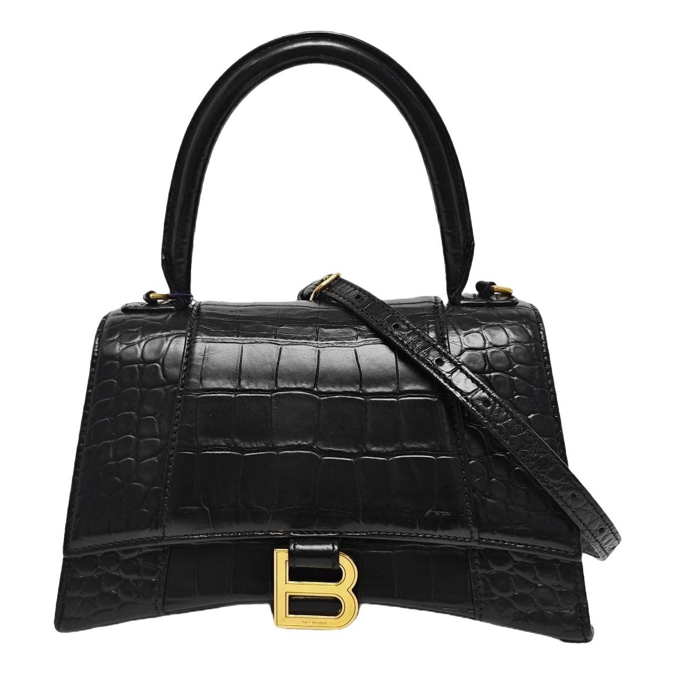 Hourglass leather handbag