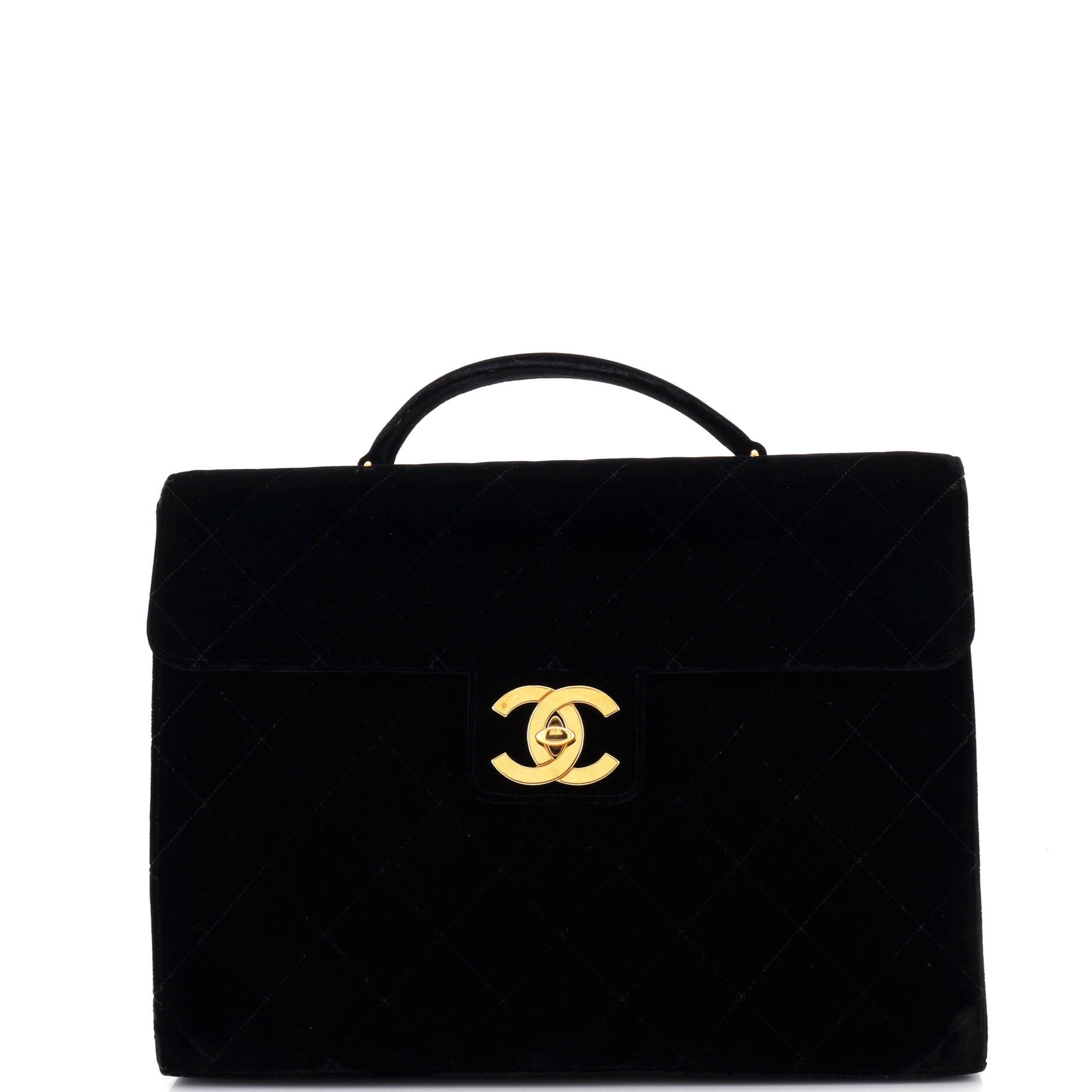 Vintage Briefcase Quilted Velvet Large