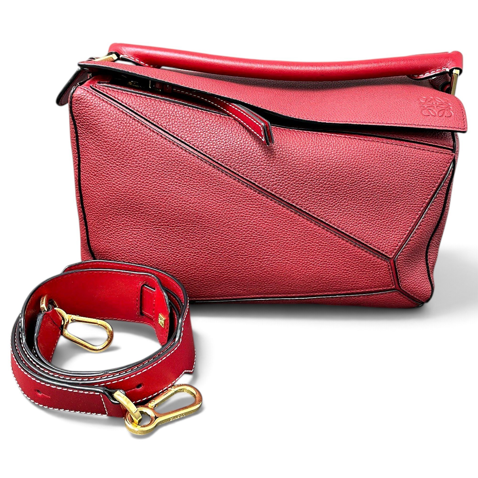 Puzzle leather handbag