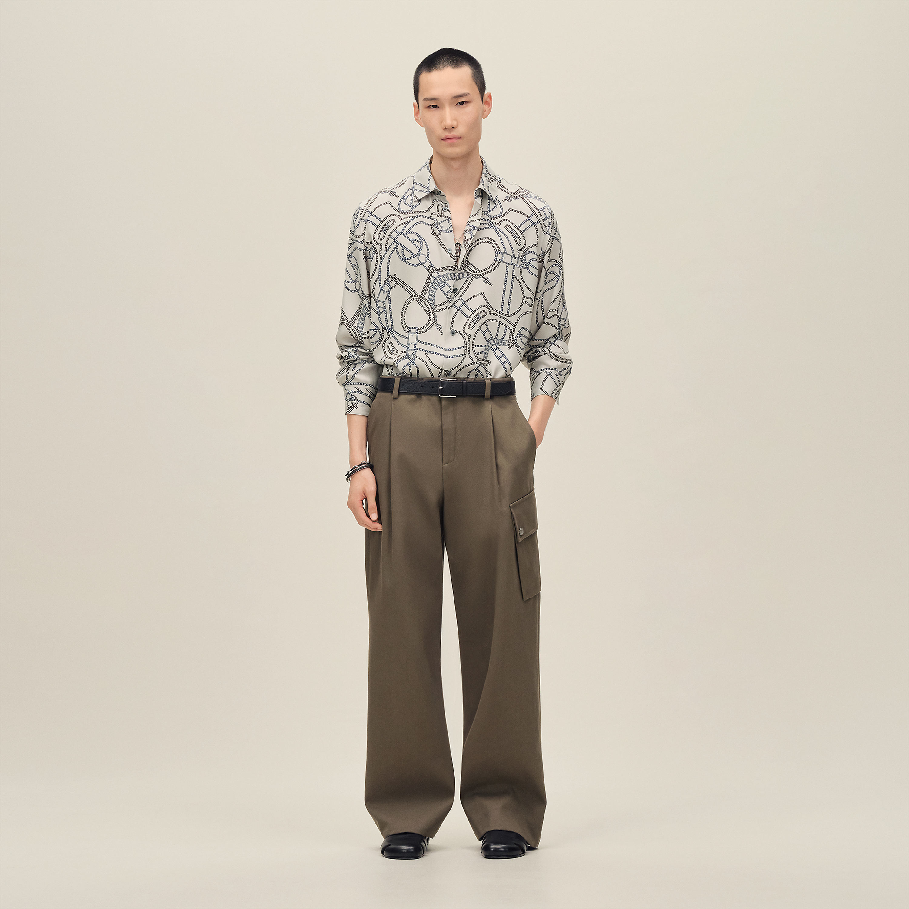 "Eperon d'Or Quadrilignes" straight cut shirt