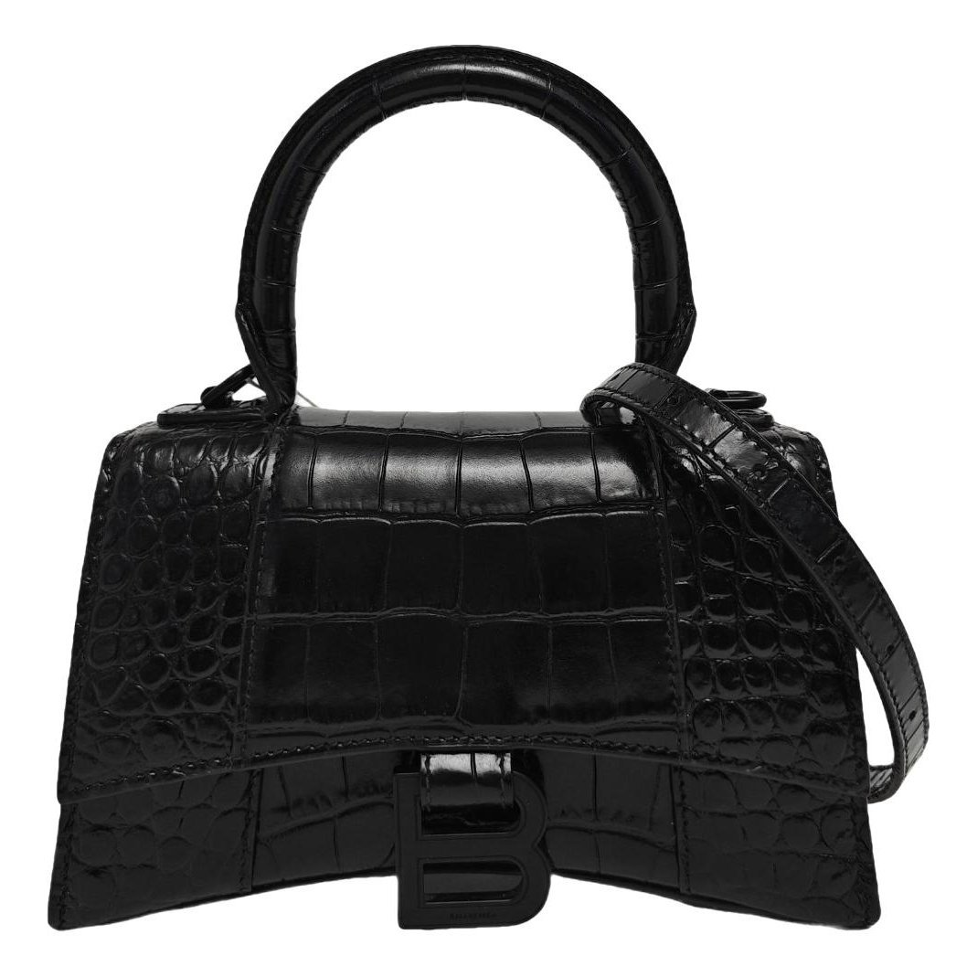 Hourglass leather handbag