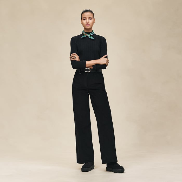 Noir High-waisted Straight Leg Pants