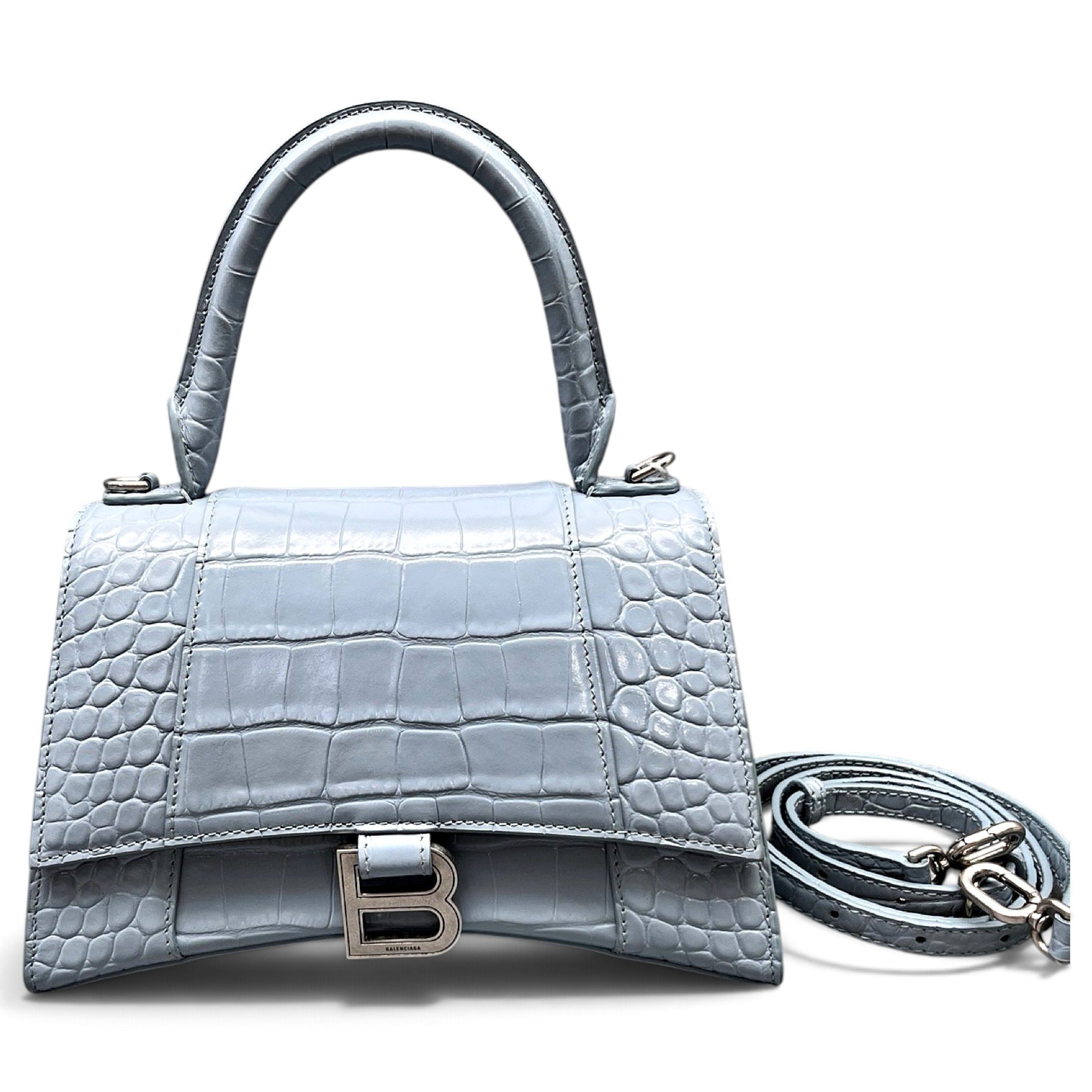 Hourglass leather handbag