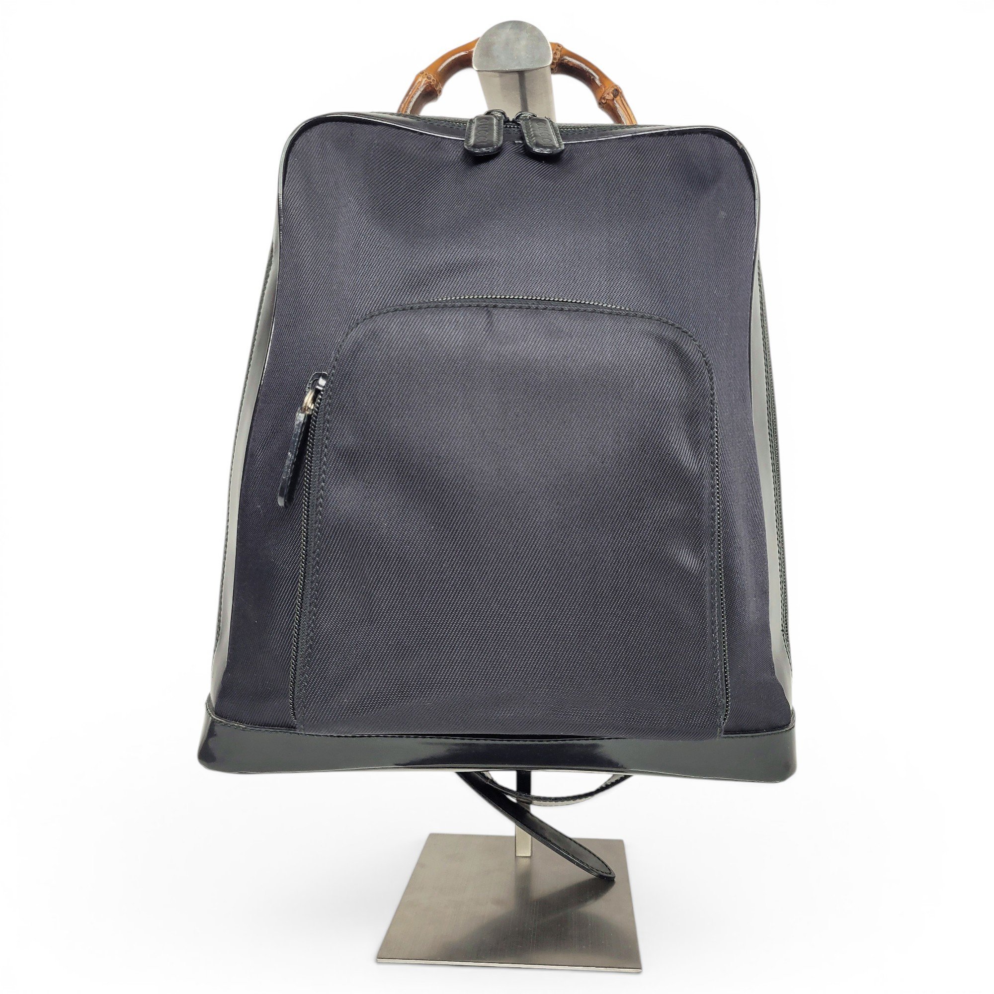 Vintage Bamboo patent leather backpack