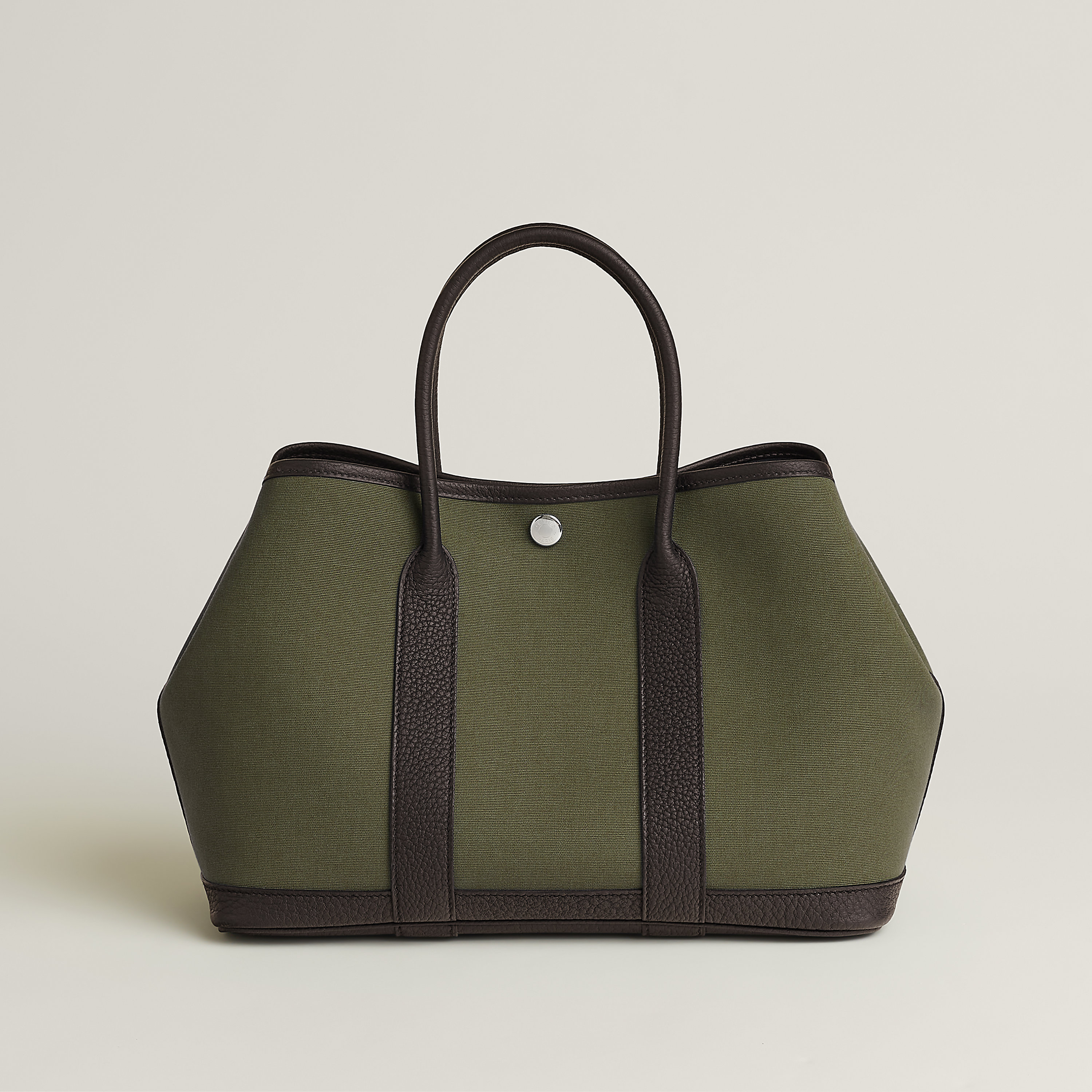 Hermès Garden Party 30 in Vert Olive/Bai Brun